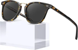 CARFIA Fashion Acetate Polarized Womens Sunglasses Small Face Retro Metal Bridge Sunnies CA5015