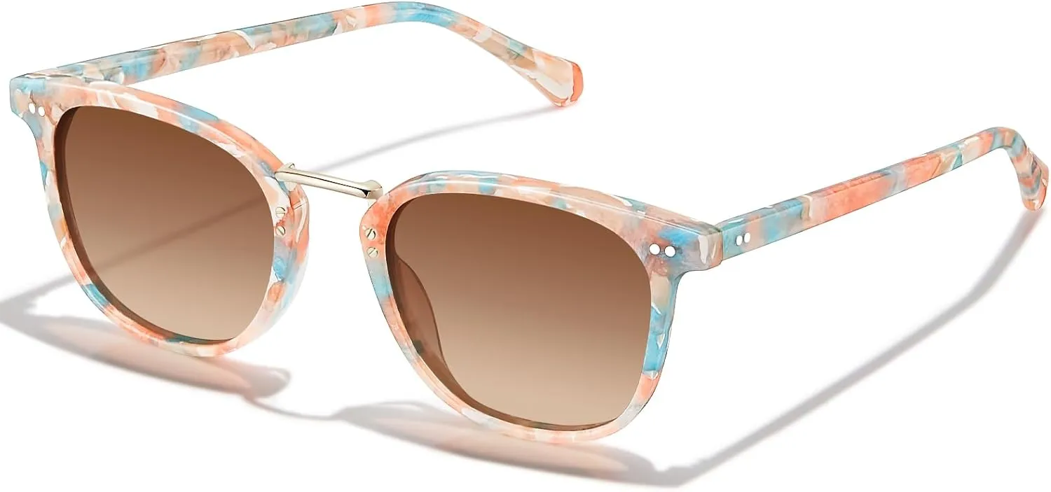 CARFIA Fashion Acetate Polarized Womens Sunglasses Small Face Retro Metal Bridge Sunnies CA5015