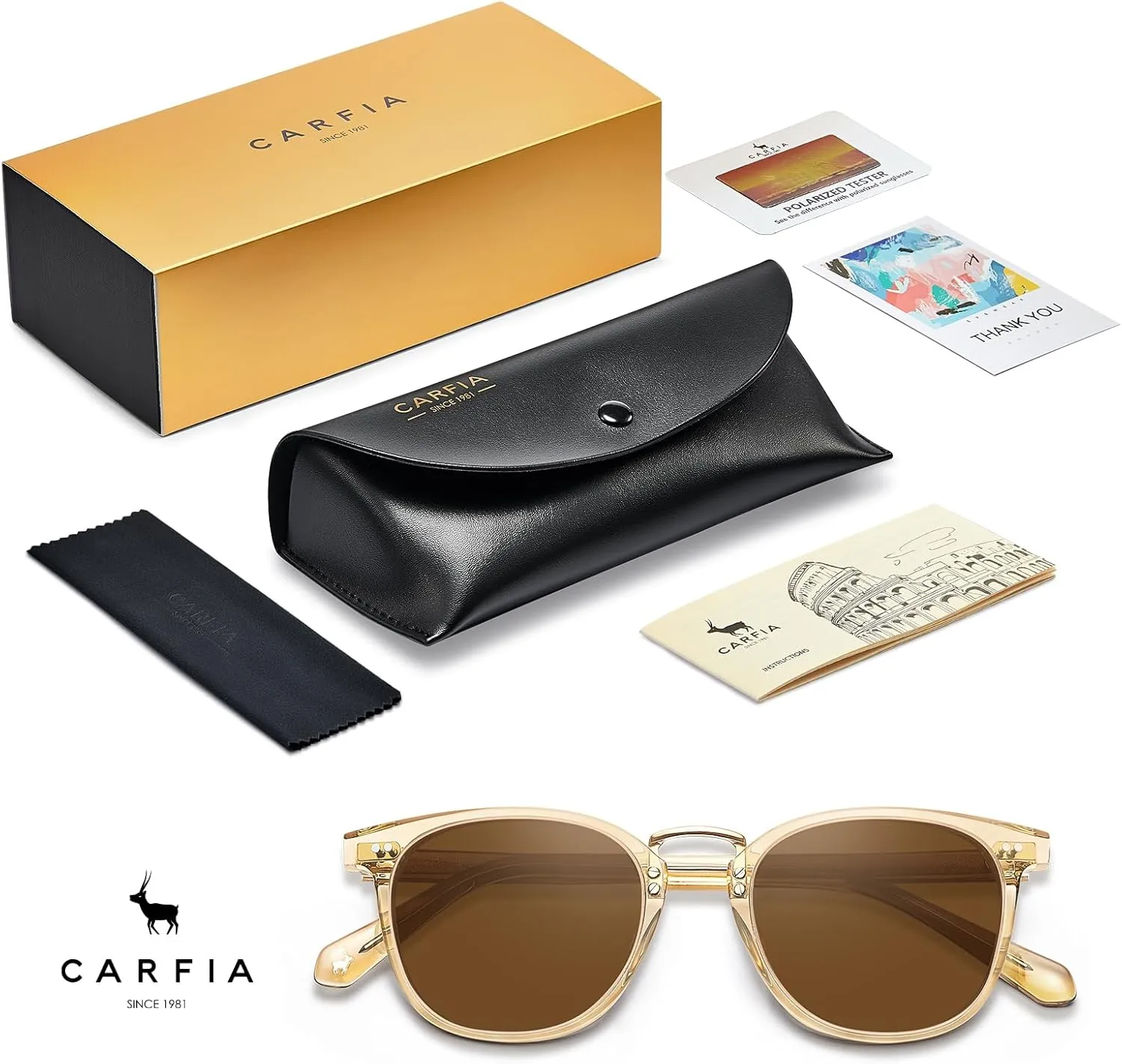 CARFIA Fashion Acetate Polarized Womens Sunglasses Small Face Retro Metal Bridge Sunnies CA5015