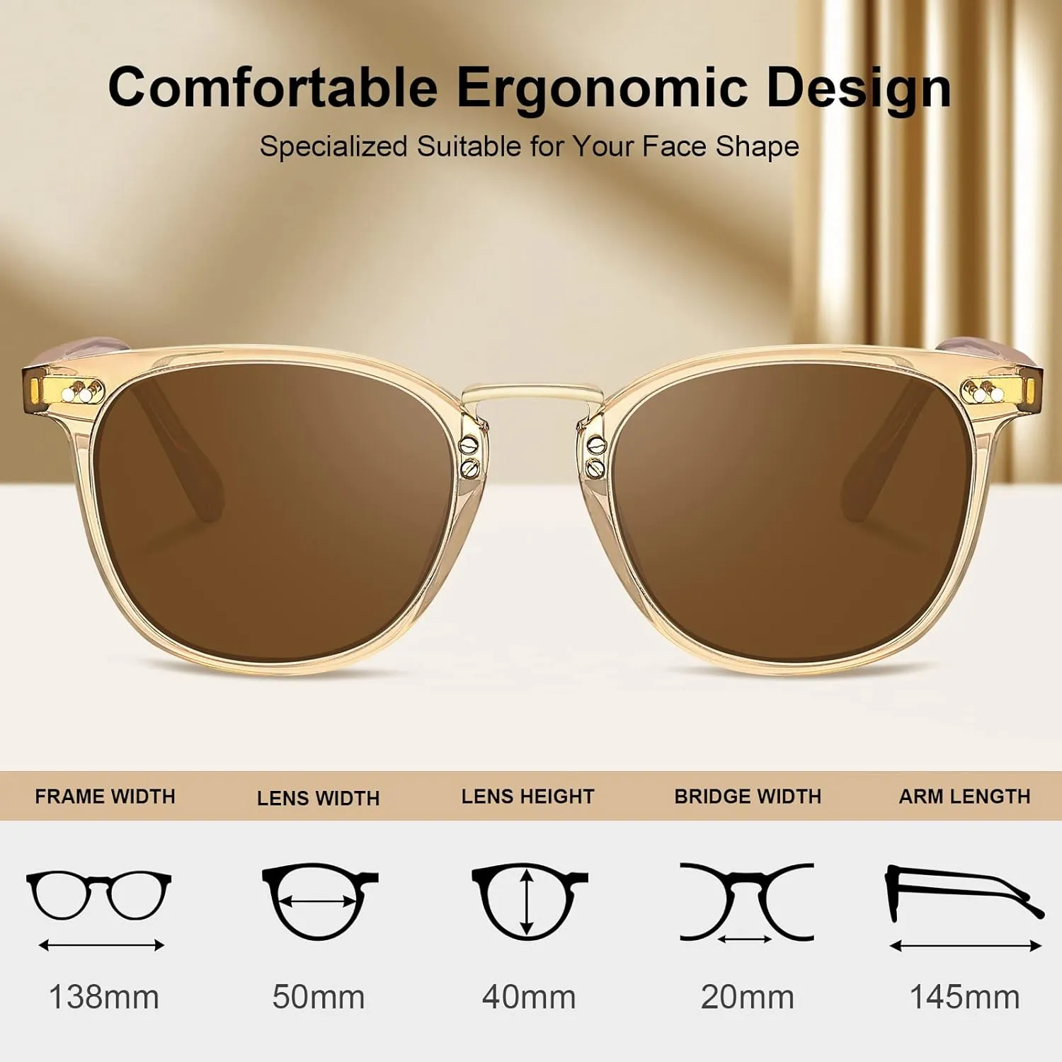 CARFIA Fashion Acetate Polarized Womens Sunglasses Small Face Retro Metal Bridge Sunnies CA5015