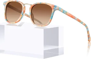 CARFIA Fashion Acetate Polarized Womens Sunglasses Small Face Retro Metal Bridge Sunnies CA5015