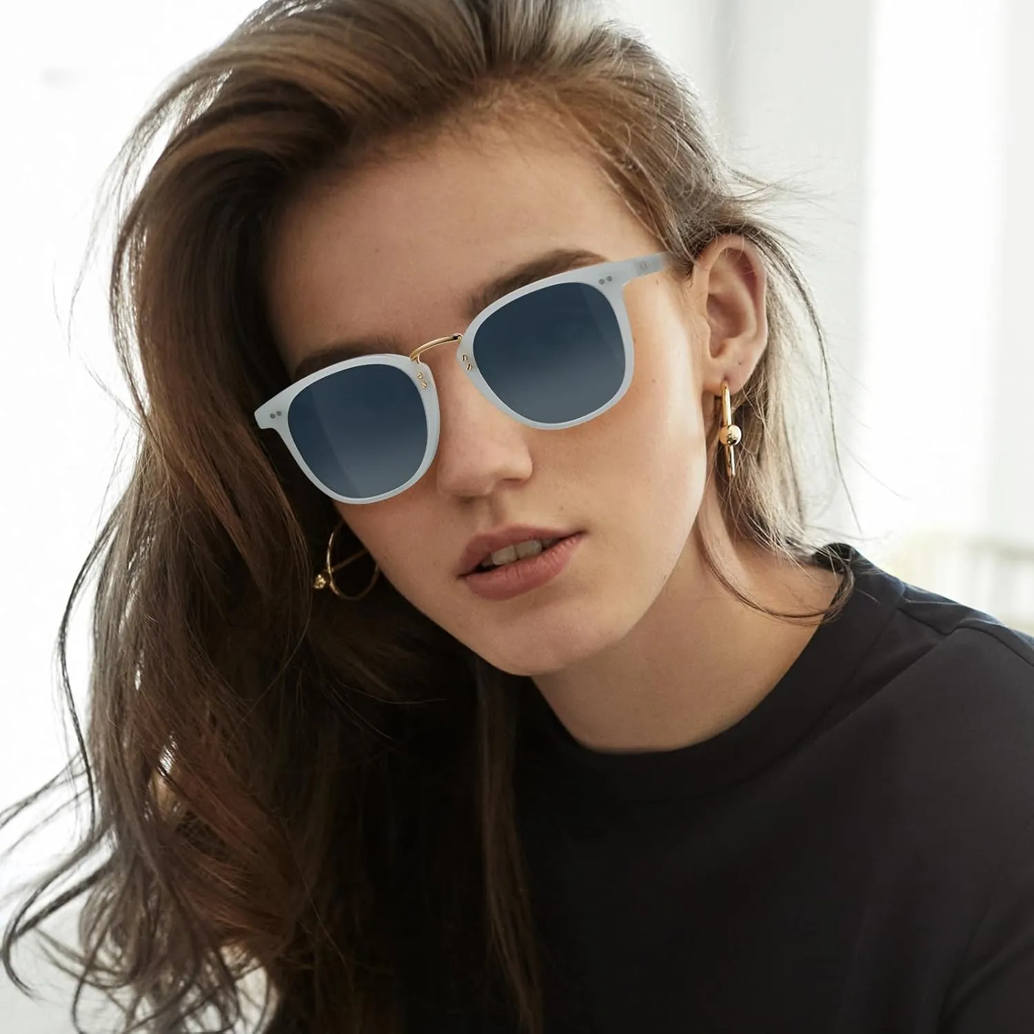 CARFIA Fashion Acetate Polarized Womens Sunglasses Small Face Retro Metal Bridge Sunnies CA5015
