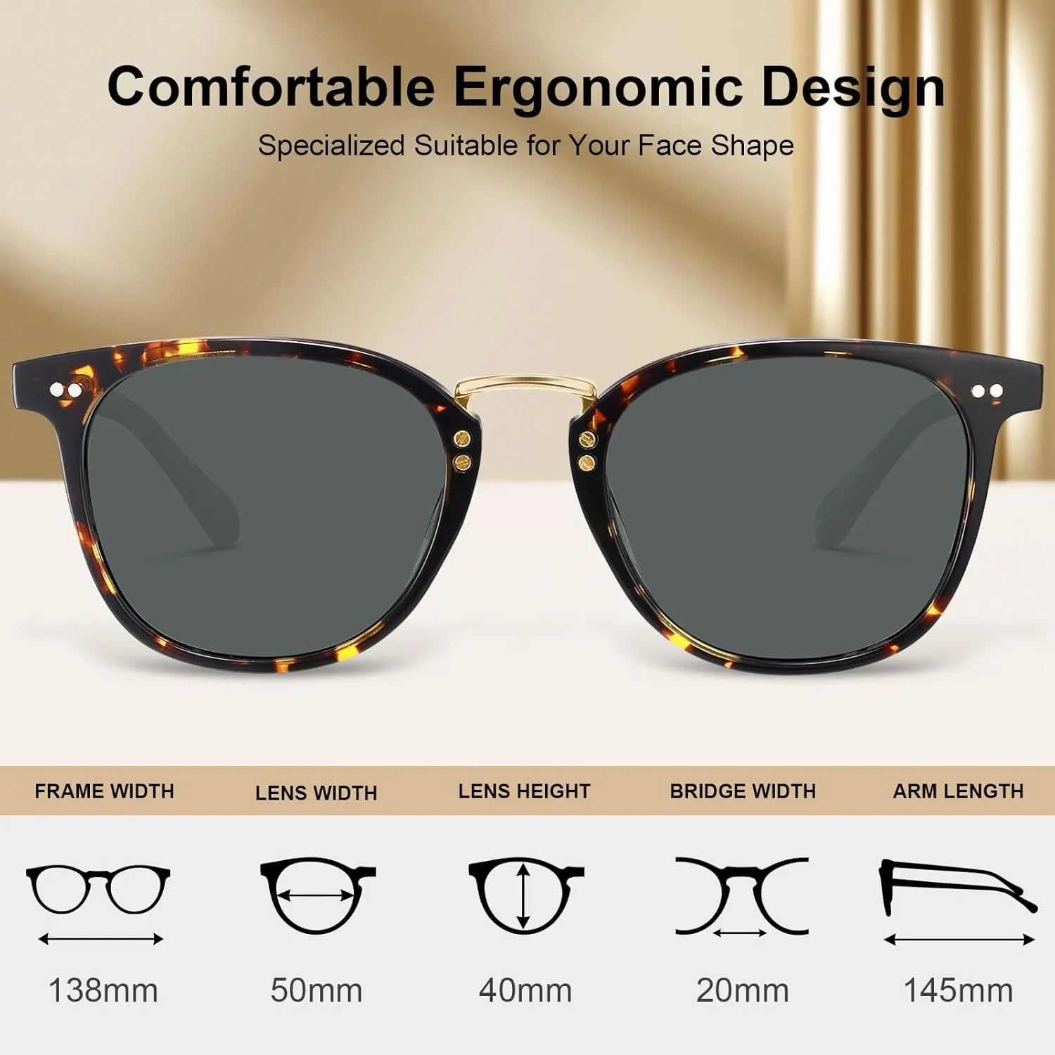 CARFIA Fashion Acetate Polarized Womens Sunglasses Small Face Retro Metal Bridge Sunnies CA5015