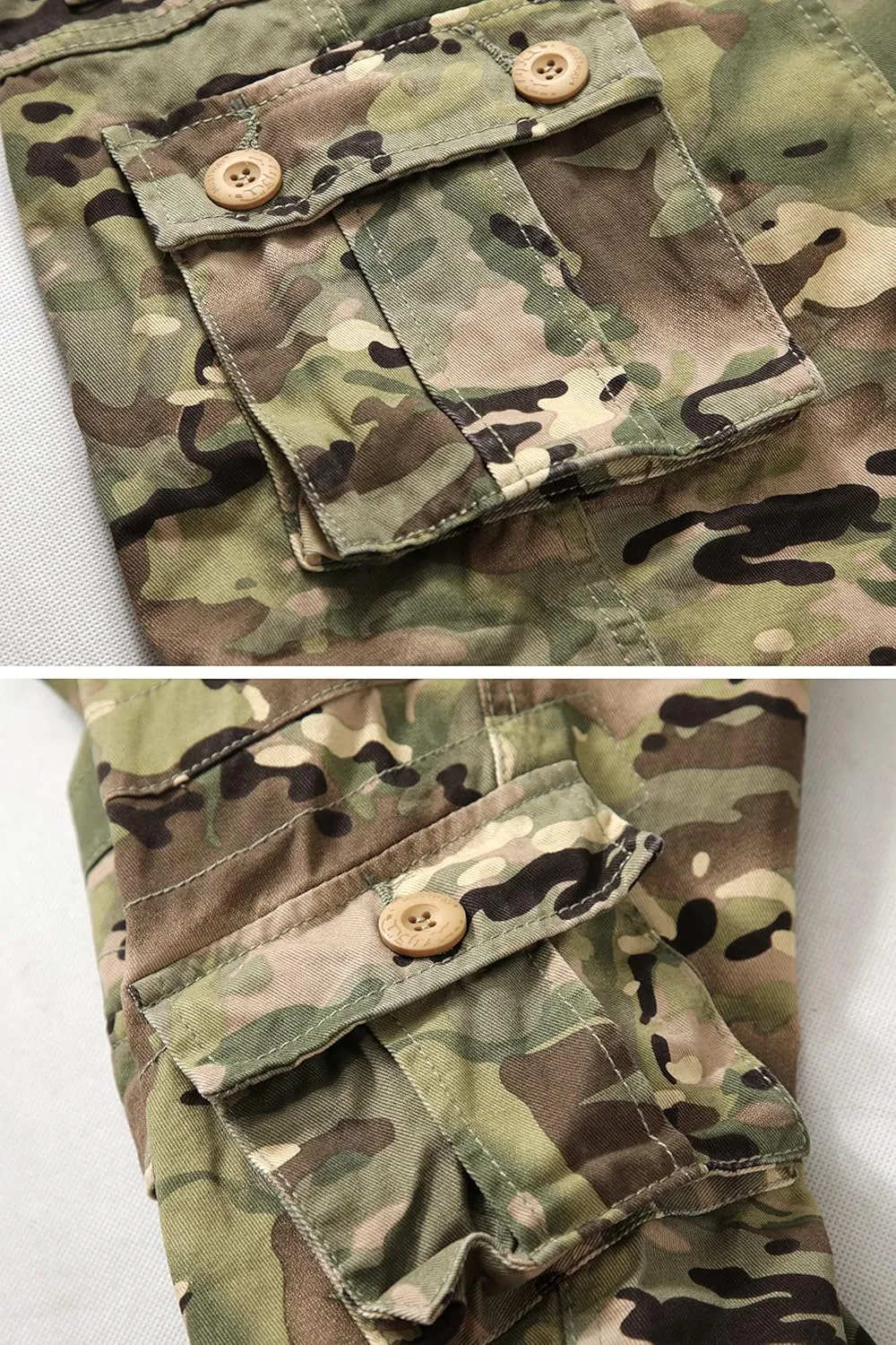 Cargo Pants for Men Casual Outdoor Relaxed Fit Camo Work Pants with 8 Pockets No Belt