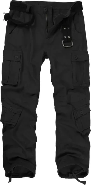 Cargo Pants for Men Casual Outdoor Relaxed Fit Camo Work Pants with 8 Pockets No Belt