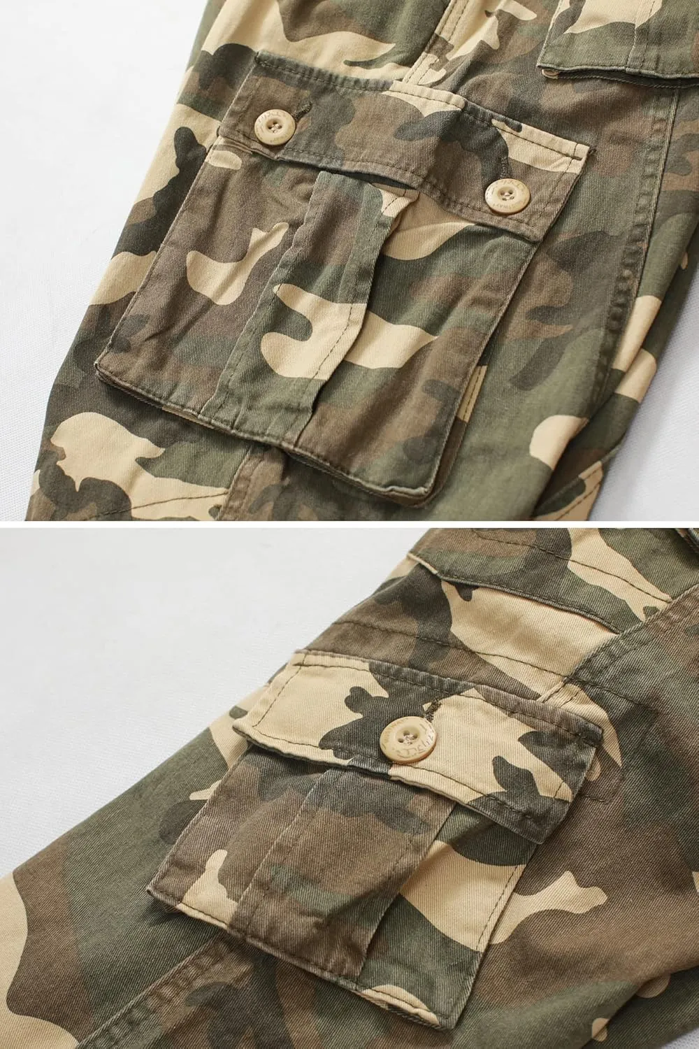 Cargo Pants for Men Casual Outdoor Relaxed Fit Camo Work Pants with 8 Pockets No Belt