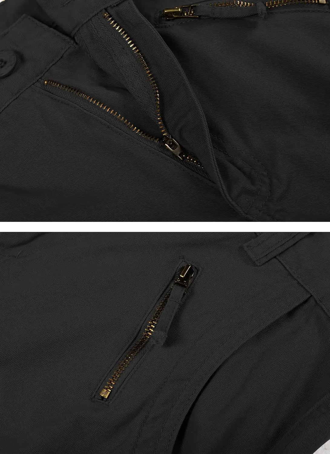 Cargo Pants for Men Casual Outdoor Relaxed Fit Camo Work Pants with 8 Pockets No Belt