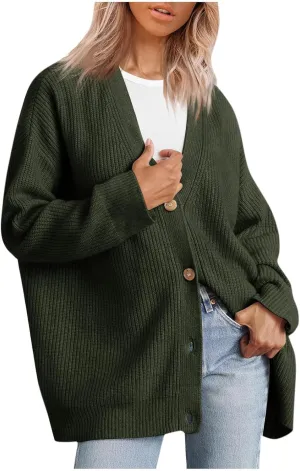 Cashmere Cocoon Cardigan for Women Open Front Oversized Button Down Chunky V Neck Fall Cardigans Sweaters Knit Coat