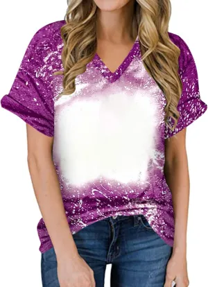 Ceboyel Womens Bleached Sublimation Blank Shirts Short Sleeve Graphic Tees Tops Casual Blouses Funny Summer Outfits Clothes