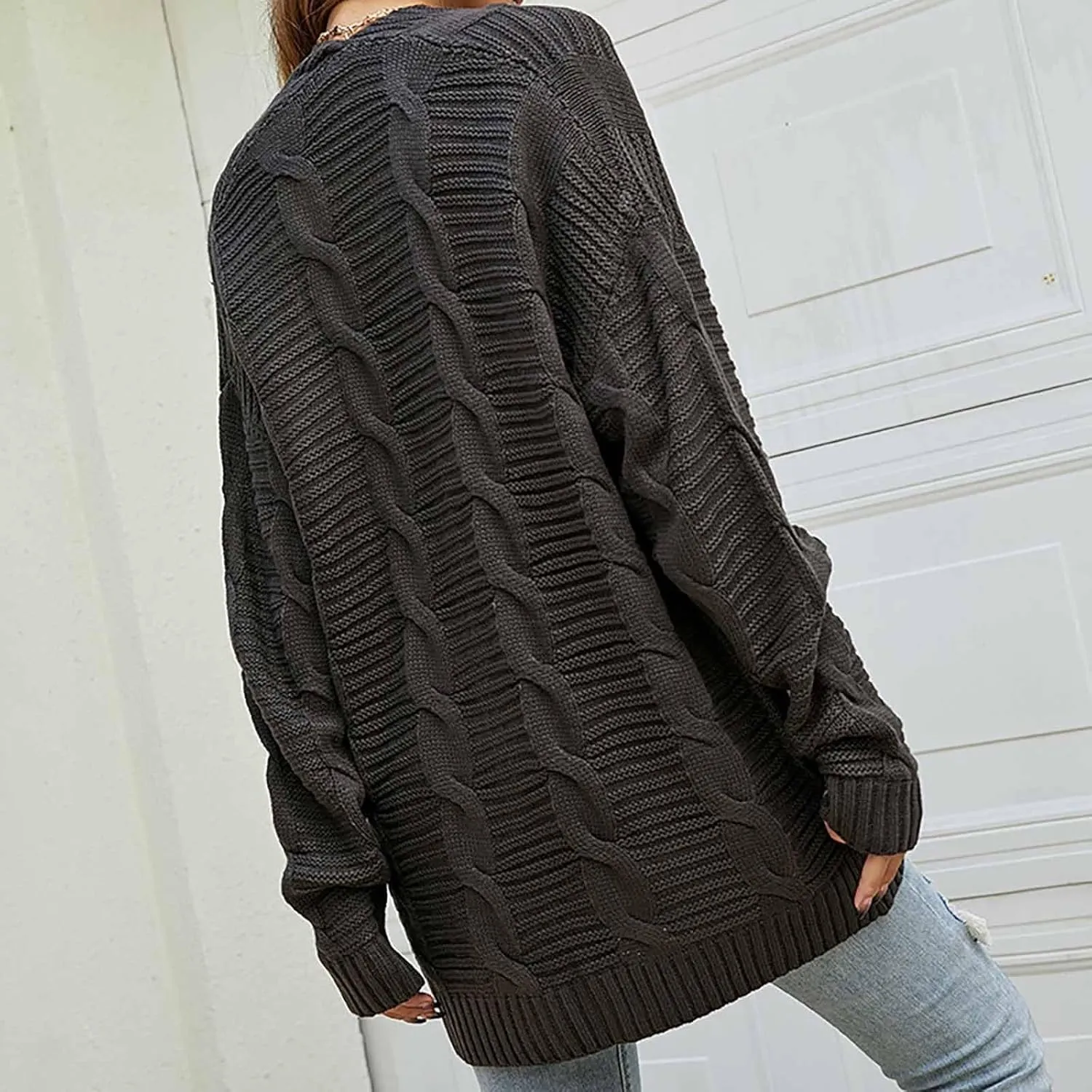Chunky Cardigan Sweaters for Women Lightweight Long Sleeve Cardigan Cable Knit Open Front Cardigan with Pockets