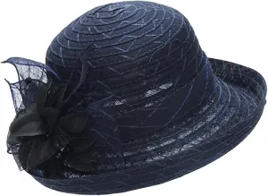Church Hats for Women Black Lace Wide Brim Sun Hat Tea Party for Ladies Organza Weddings Hats Summer Sun Hats