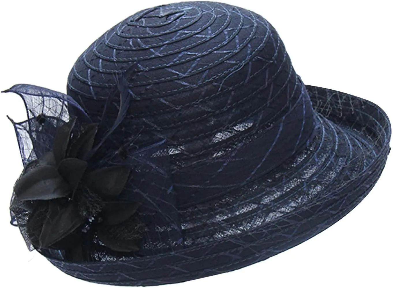 Church Hats for Women Black Lace Wide Brim Sun Hat Tea Party for Ladies Organza Weddings Hats Summer Sun Hats