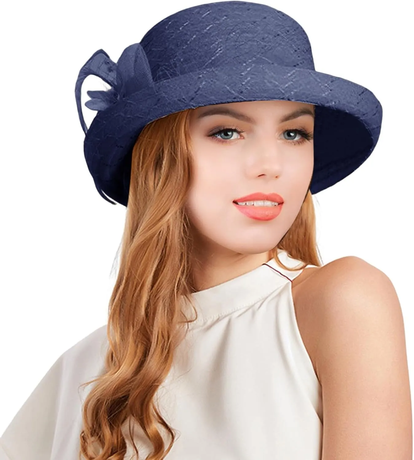 Church Hats for Women Black Lace Wide Brim Sun Hat Tea Party for Ladies Organza Weddings Hats Summer Sun Hats