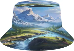 Cloud Mountain Forests Bucket Hat Summer Sun Hat Fishing Cap for Men Women for Beach