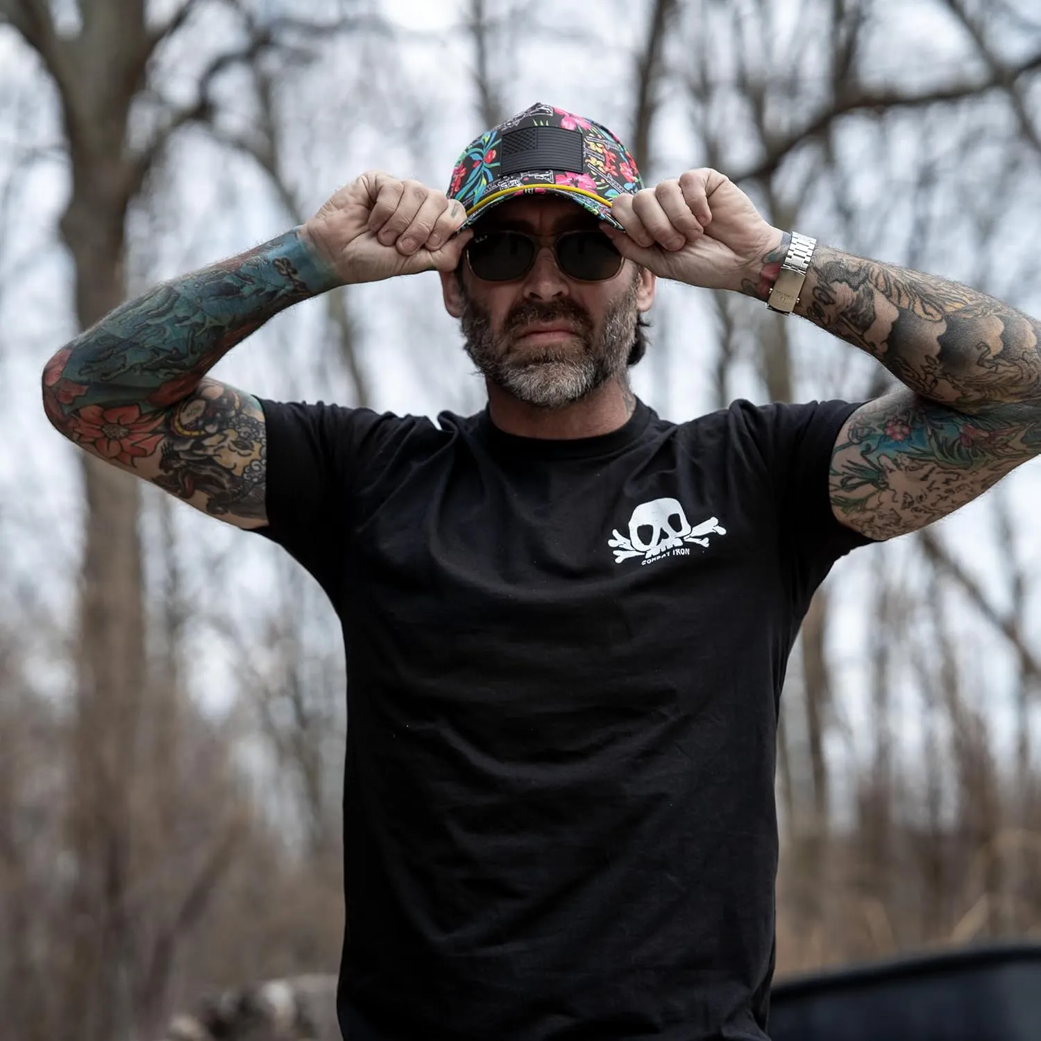 Combat Iron Men's Graphic T-Shirt | Nobody is Coming to Save You Skull | Cotton-Poly Blend | Athletic Fit, Tagless Comfort