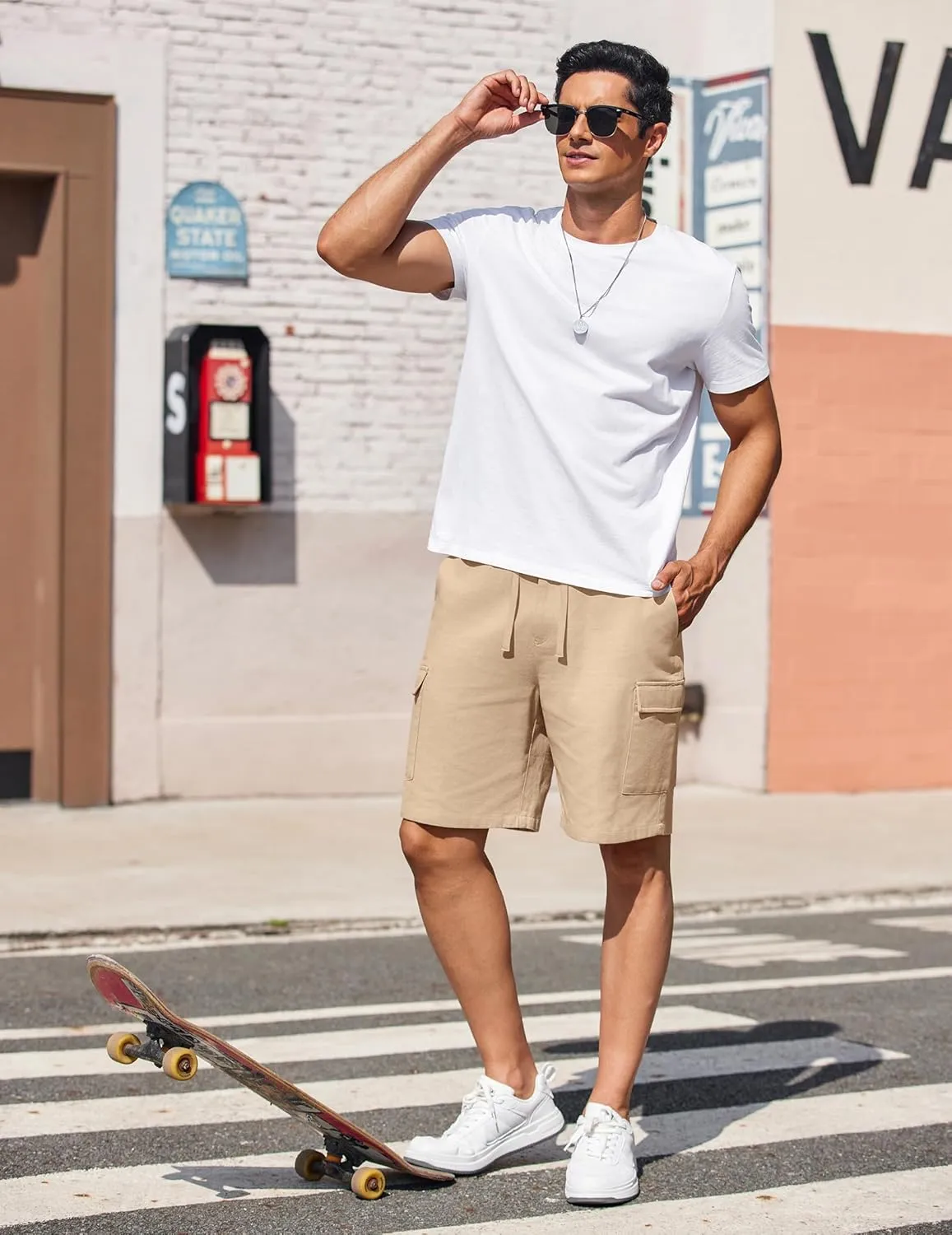 COOFANDY Men's Cargo Shorts 9" Relaxed Fit Casual Shorts Internal Drawstring Outdoor Hiking Shorts with Multi Pockets