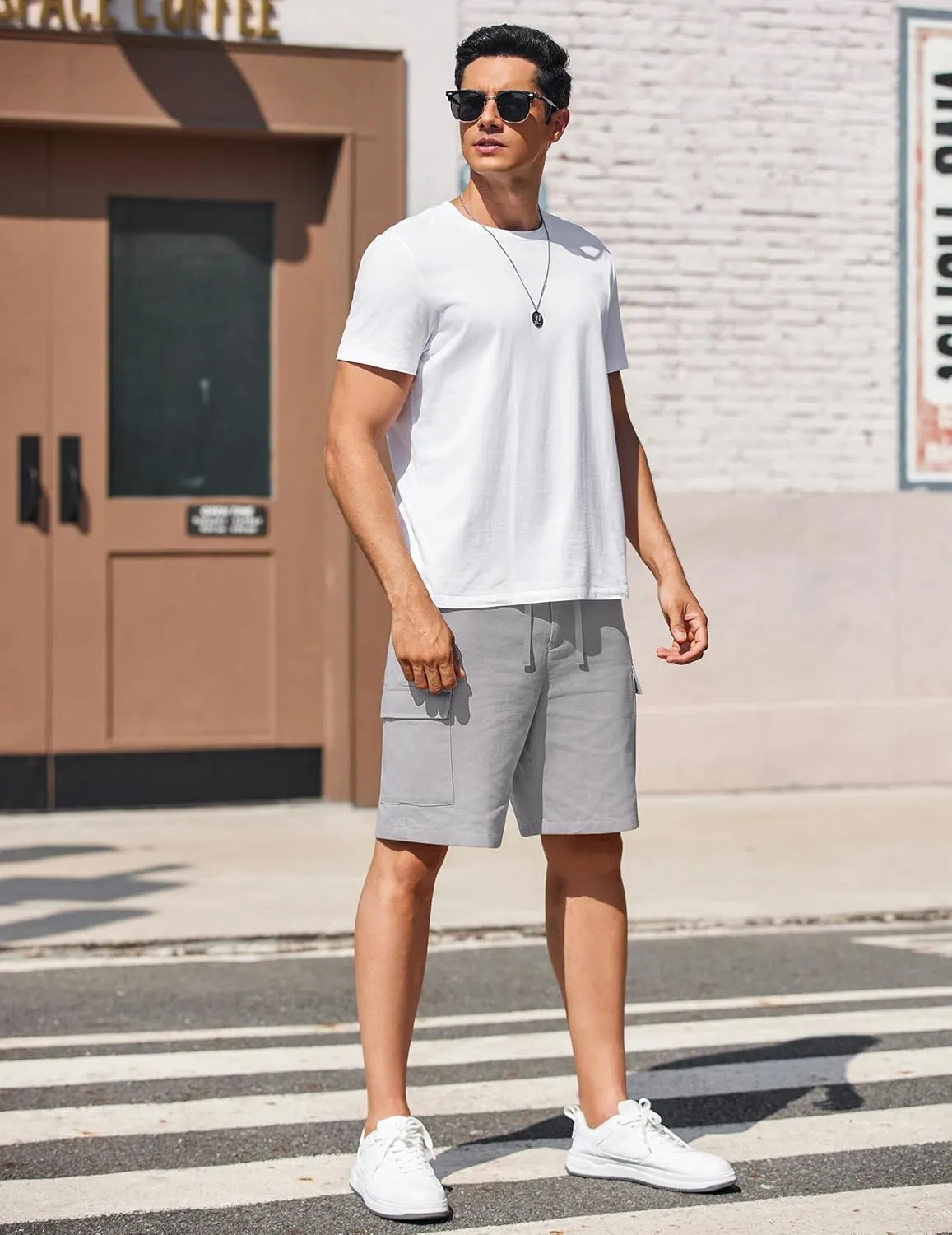 COOFANDY Men's Cargo Shorts 9" Relaxed Fit Casual Shorts Internal Drawstring Outdoor Hiking Shorts with Multi Pockets