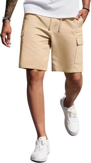 COOFANDY Men's Cargo Shorts 9" Relaxed Fit Casual Shorts Internal Drawstring Outdoor Hiking Shorts with Multi Pockets