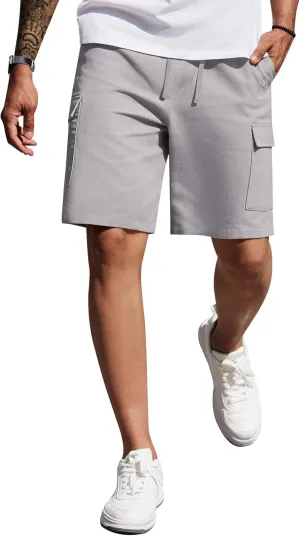 COOFANDY Men's Cargo Shorts 9" Relaxed Fit Casual Shorts Internal Drawstring Outdoor Hiking Shorts with Multi Pockets