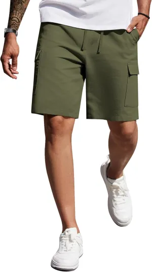 COOFANDY Men's Cargo Shorts 9" Relaxed Fit Casual Shorts Internal Drawstring Outdoor Hiking Shorts with Multi Pockets