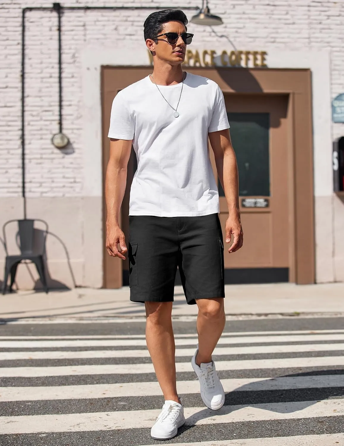 COOFANDY Men's Cargo Shorts 9" Relaxed Fit Casual Shorts Internal Drawstring Outdoor Hiking Shorts with Multi Pockets