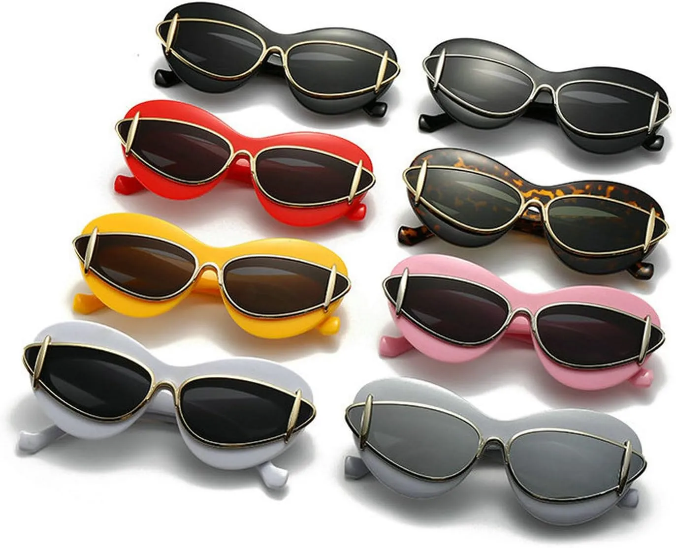 COTIA Cat Eye Sunglasses Women Vintage Y2k Punk Sun Glasses for Men Double Frame Retro Fashion Cateye Eyewear Glasses W35