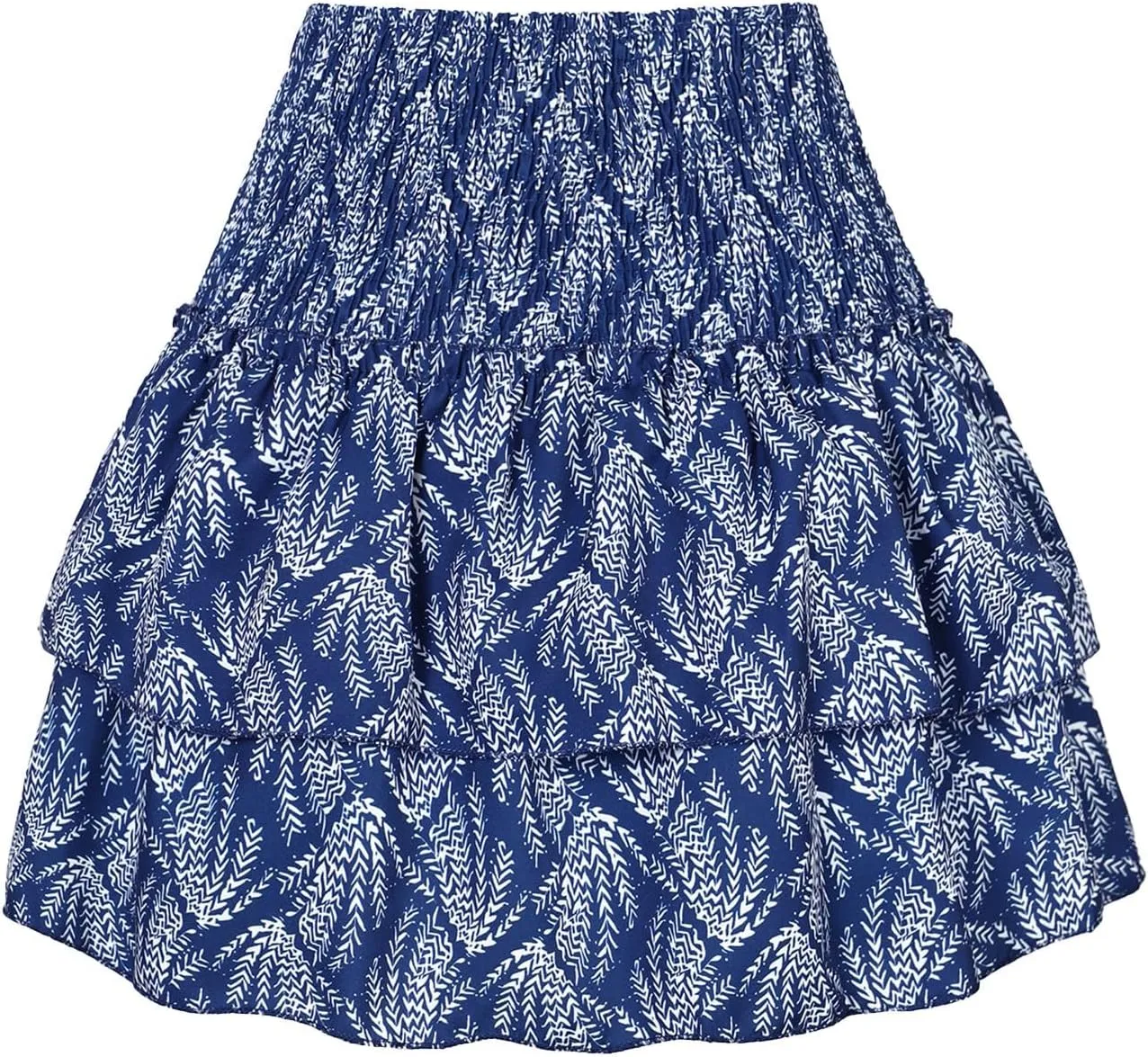 CRNTCEM Women High Waist Ruffle Mini Skirt Floral Print Pleated A-line Short Skirt Stretchy Summer Tennis Beach Mini Skirts
