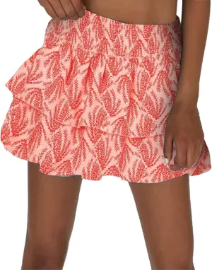 CRNTCEM Women High Waist Ruffle Mini Skirt Floral Print Pleated A-line Short Skirt Stretchy Summer Tennis Beach Mini Skirts