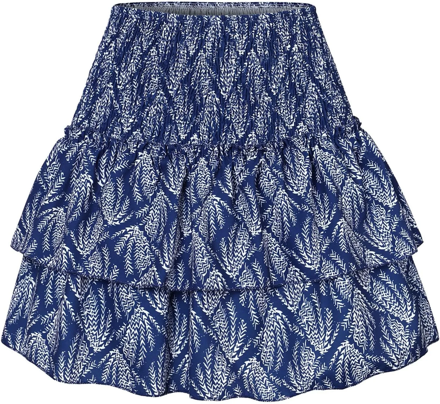CRNTCEM Women High Waist Ruffle Mini Skirt Floral Print Pleated A-line Short Skirt Stretchy Summer Tennis Beach Mini Skirts