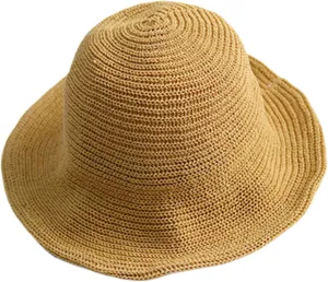 Crochet Bucket Hats Straw Hat Women Sun Protection Woven Bucket Hats Breathable Sun Hat Packable Wide Brim Crochet Hat Shapeable Fishing Hat for Spring Summer Fall