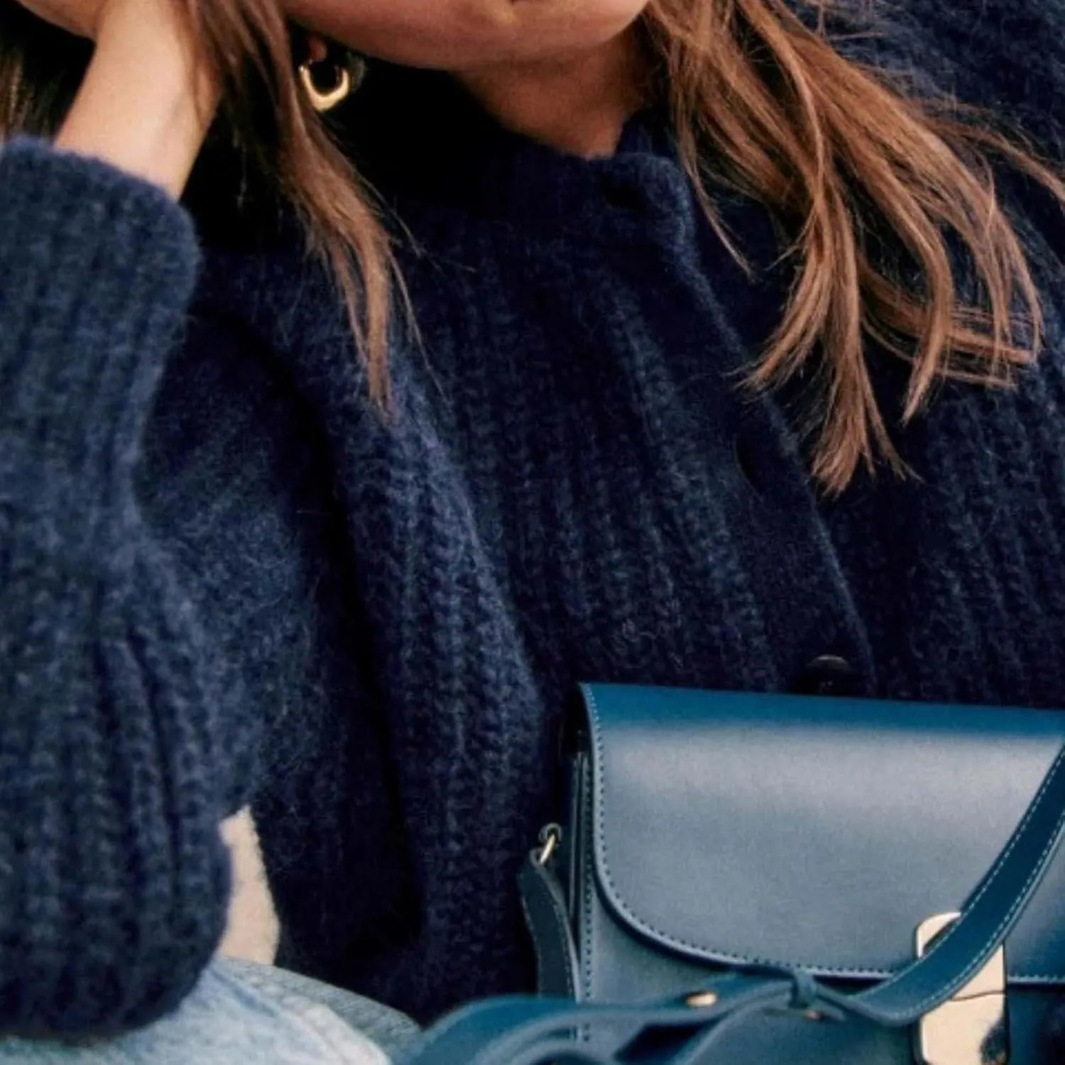 Crochet Cardigan Sweaters for Women Tops Chunky Knitted Crew Neck Long Sleeve Open Front Coat Button Down Jackets