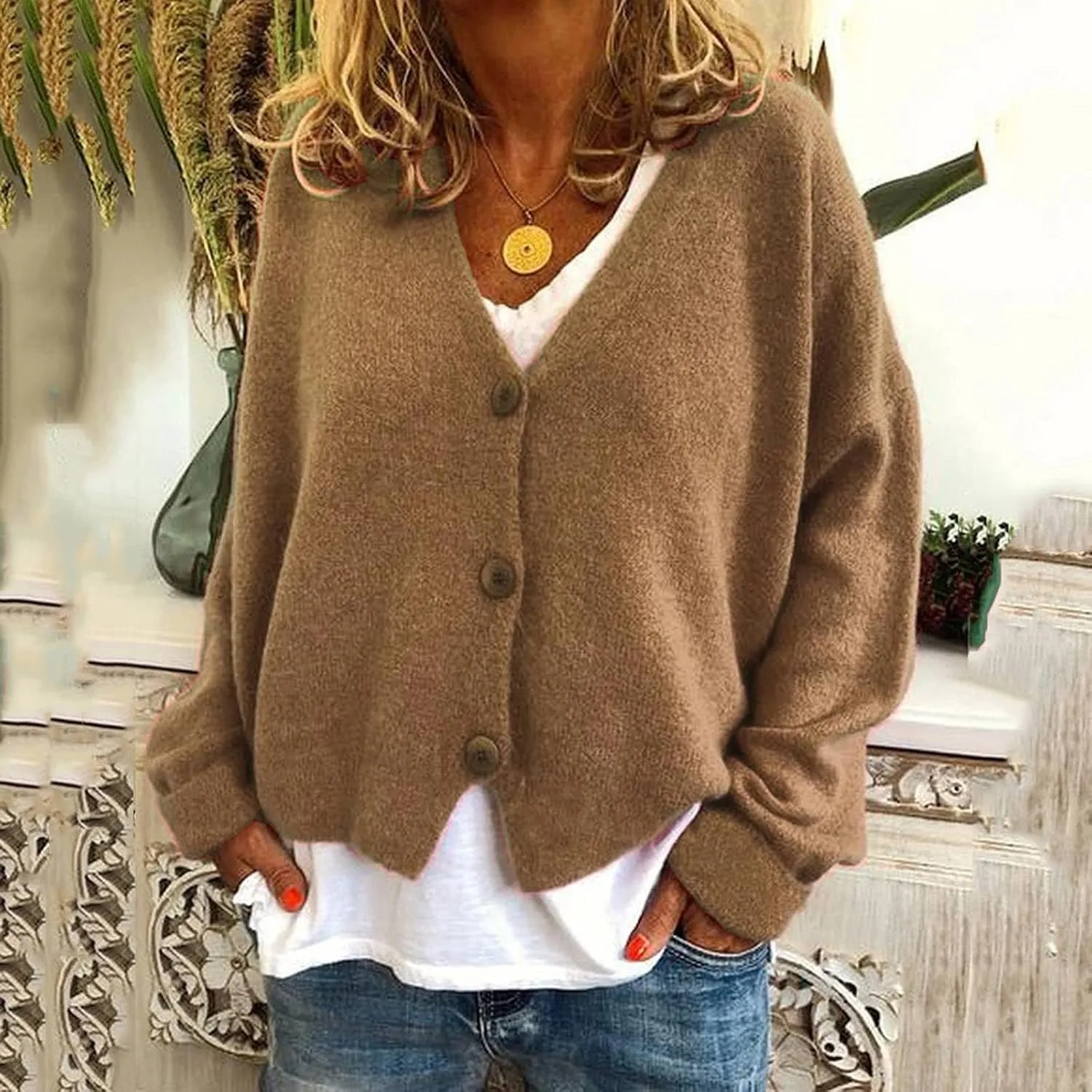 Cropped Cardigan for Women Button Down Open Front Fuzzy Fleece Solid Color Cardigans Casual Teddy Coat Trendy Fall Sweaters
