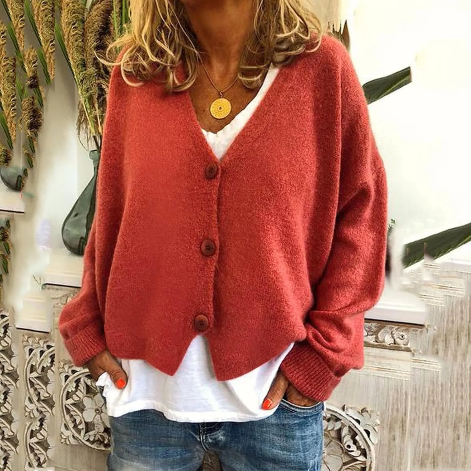 Cropped Cardigan for Women Button Down Open Front Fuzzy Fleece Solid Color Cardigans Casual Teddy Coat Trendy Fall Sweaters