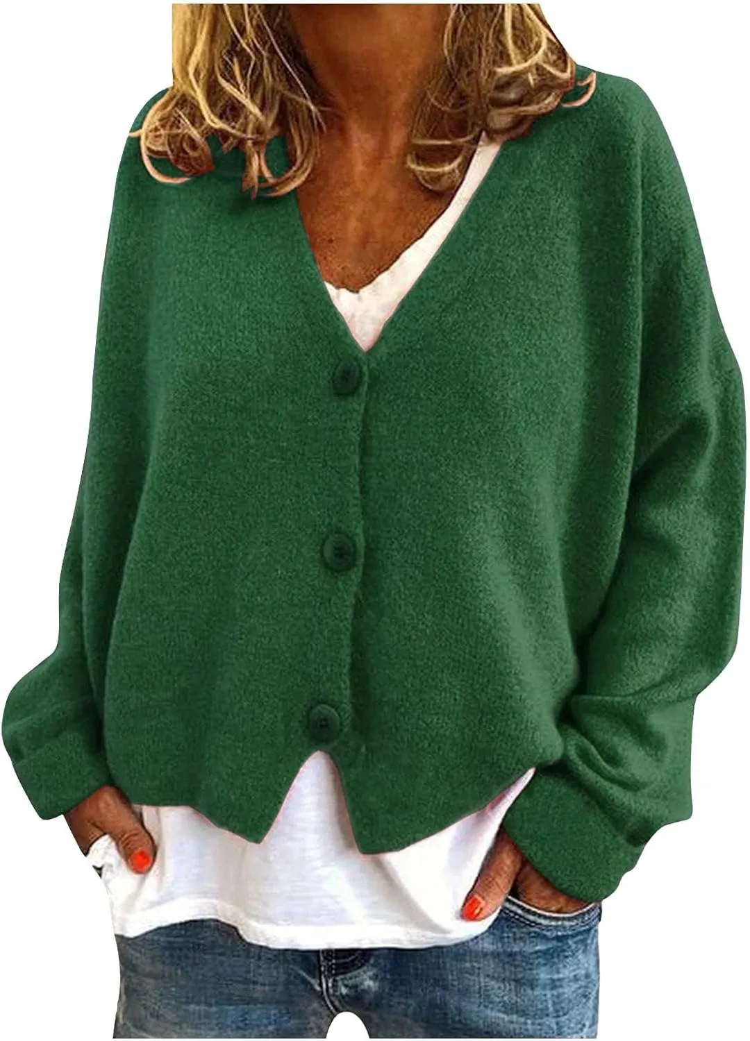 Cropped Cardigan for Women Button Down Open Front Fuzzy Fleece Solid Color Cardigans Casual Teddy Coat Trendy Fall Sweaters