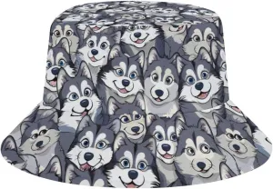 Cute Husky Bucket Hat Summer Sun Hat Fishing Cap for Men Women for Beach