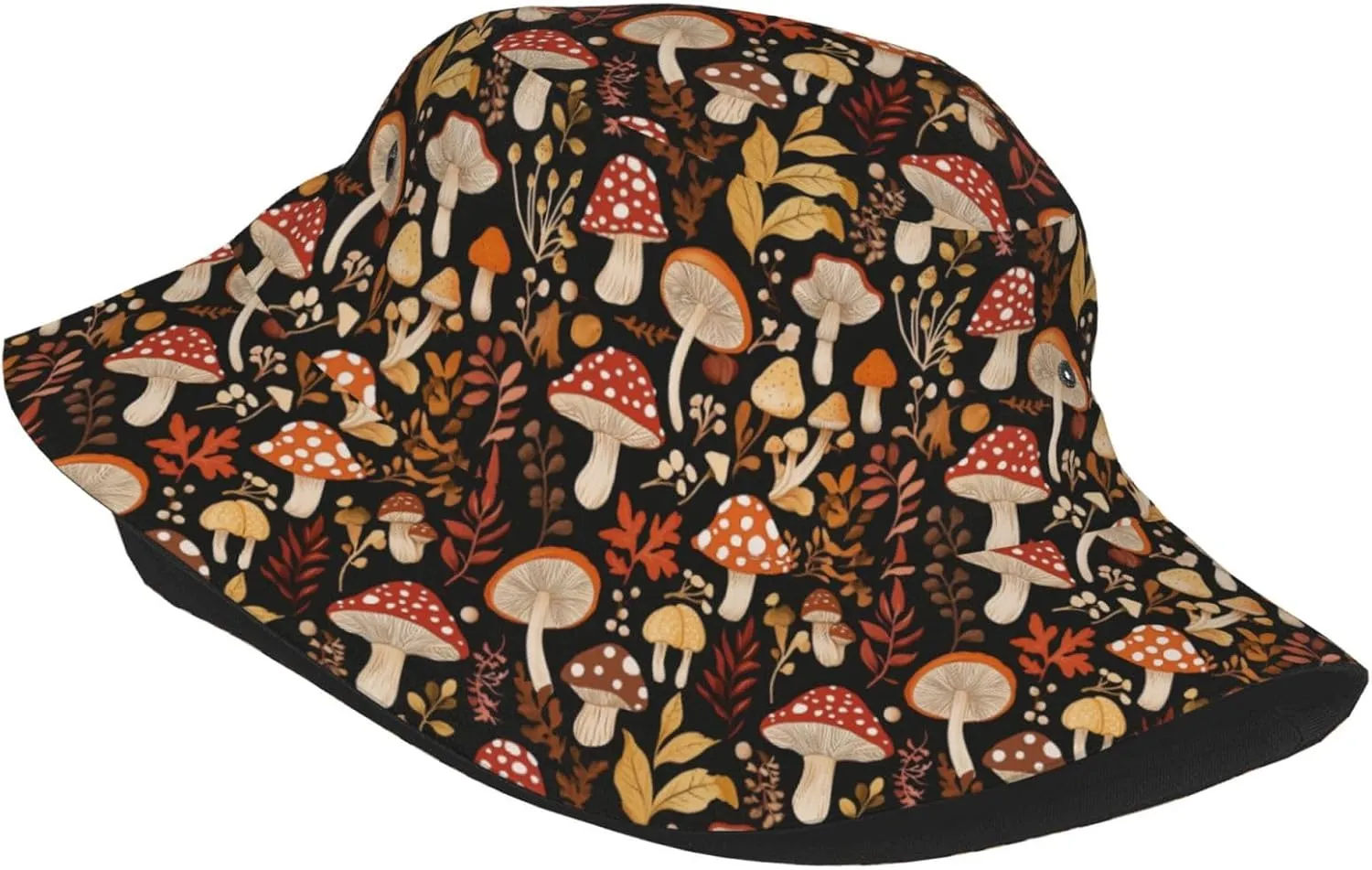 Cute Mushroom Print Sun Hats Summer Casual Wide Brim Bucket Hat Beach Travel Caps