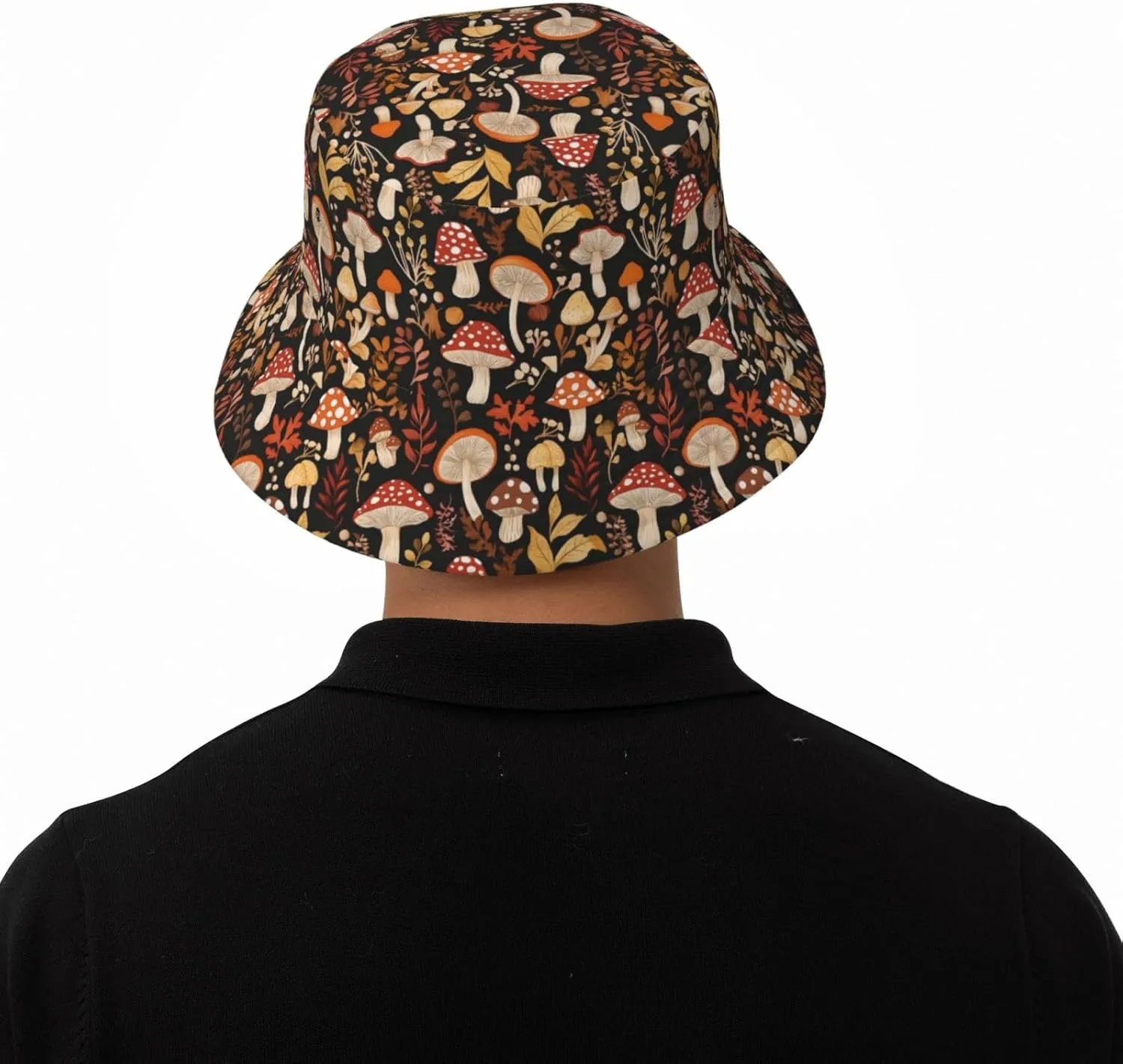 Cute Mushroom Print Sun Hats Summer Casual Wide Brim Bucket Hat Beach Travel Caps