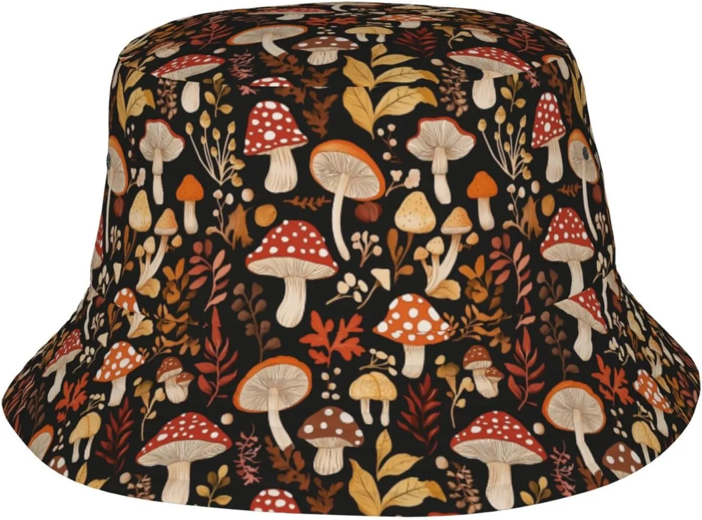 Cute Mushroom Print Sun Hats Summer Casual Wide Brim Bucket Hat Beach Travel Caps