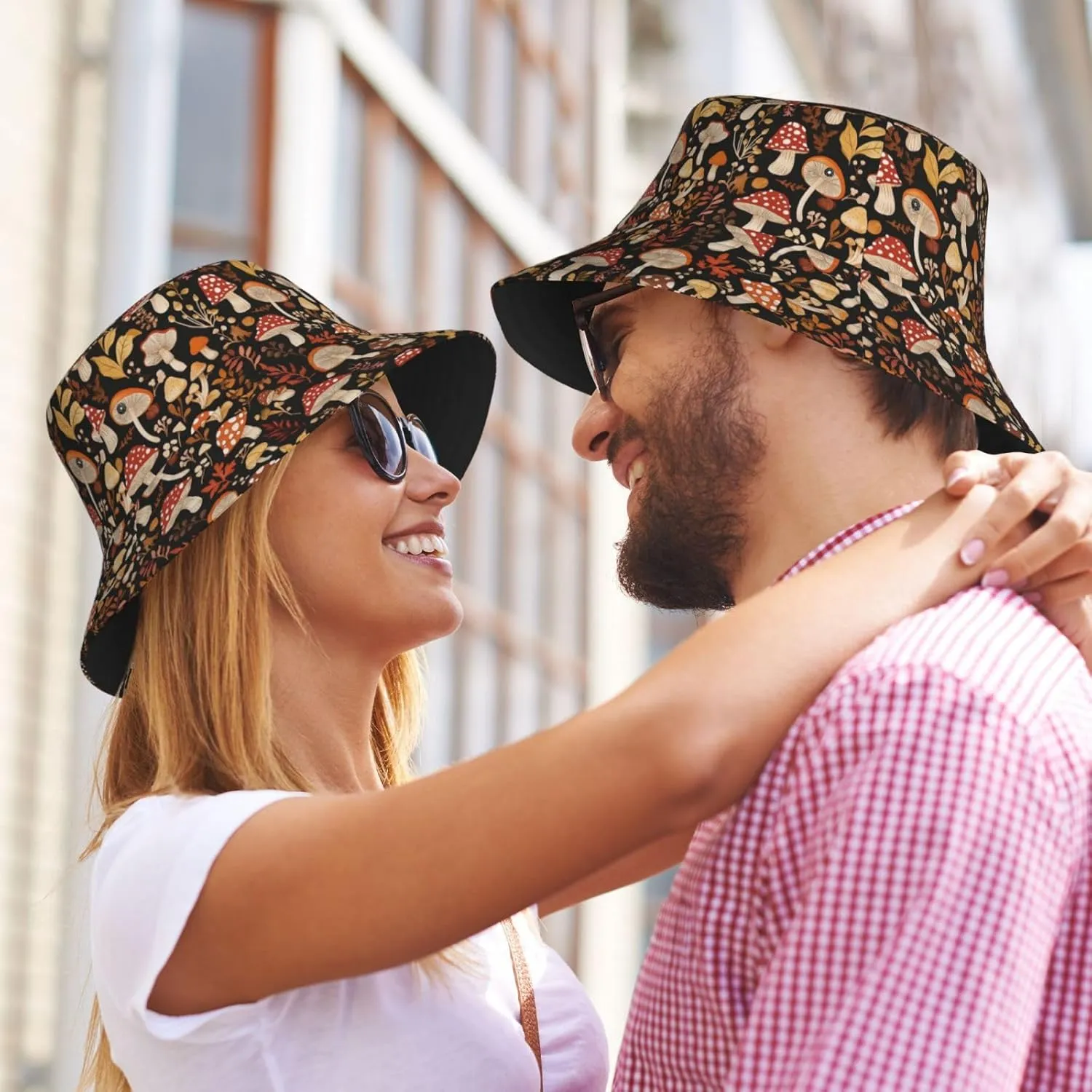 Cute Mushroom Print Sun Hats Summer Casual Wide Brim Bucket Hat Beach Travel Caps