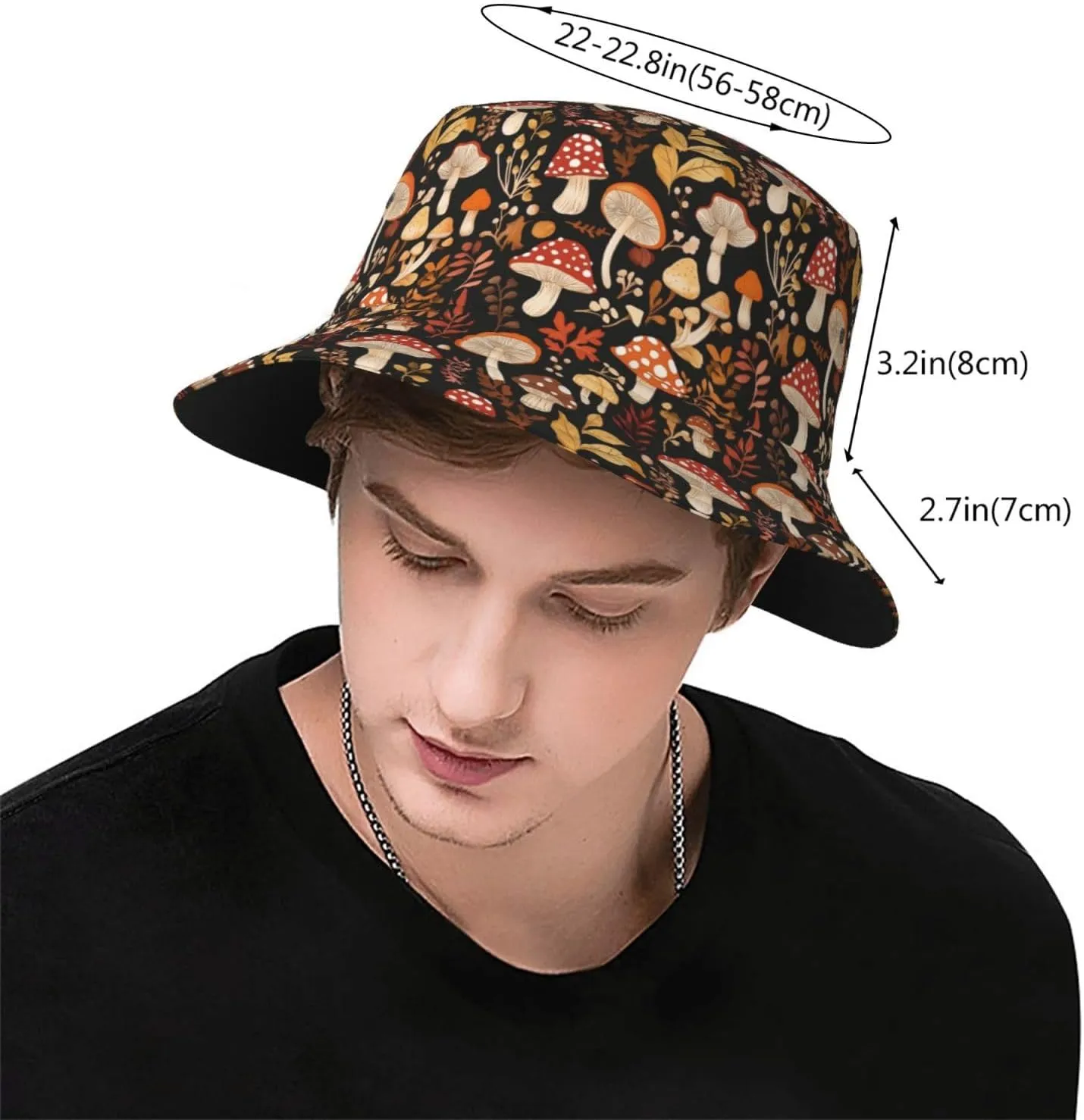 Cute Mushroom Print Sun Hats Summer Casual Wide Brim Bucket Hat Beach Travel Caps