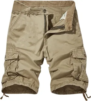 Dademeo Men's Cargo Shorts Running Shorts Multiple Utility Pockets Elastic Waist Cotton Hiking Shorts Outdoor Ripstop Shorts