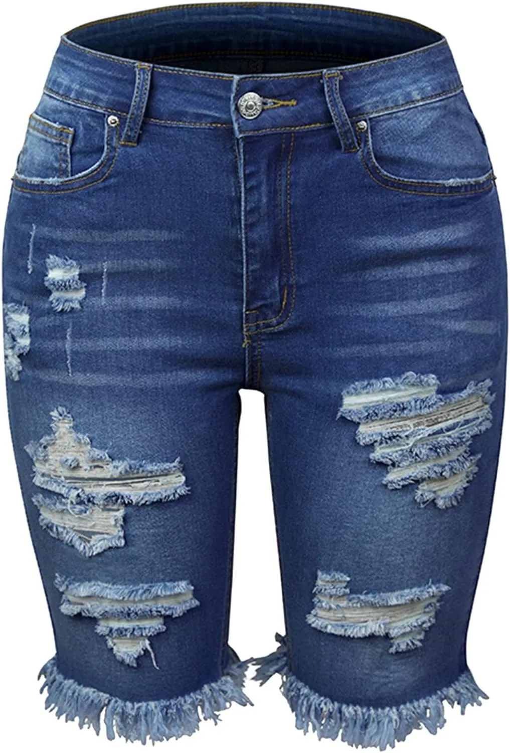 Denim Bermuda Shorts for Women Stretchy High Waisted, Jean Shorts for Teen Girls Baggy Ripped Trendy Casual Y2k Jorts