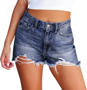 Denim Shorts for Thick Thighs Womens Jeans Casual Summer High Waisted Stretchy Denim Hot Ripped Shorts