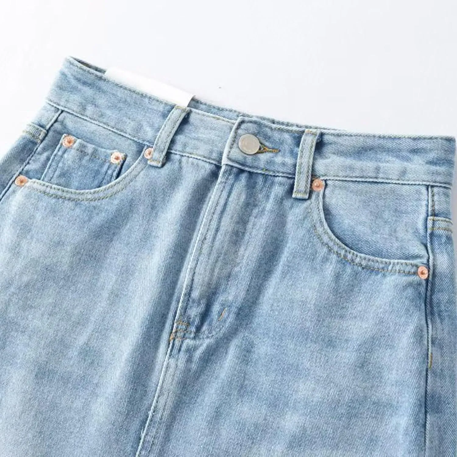 Denim Skirt with Shorts Underneath High Waist Asymmetric Pleated Maxi A-Line Front Slit 2024 New Denim Skirt