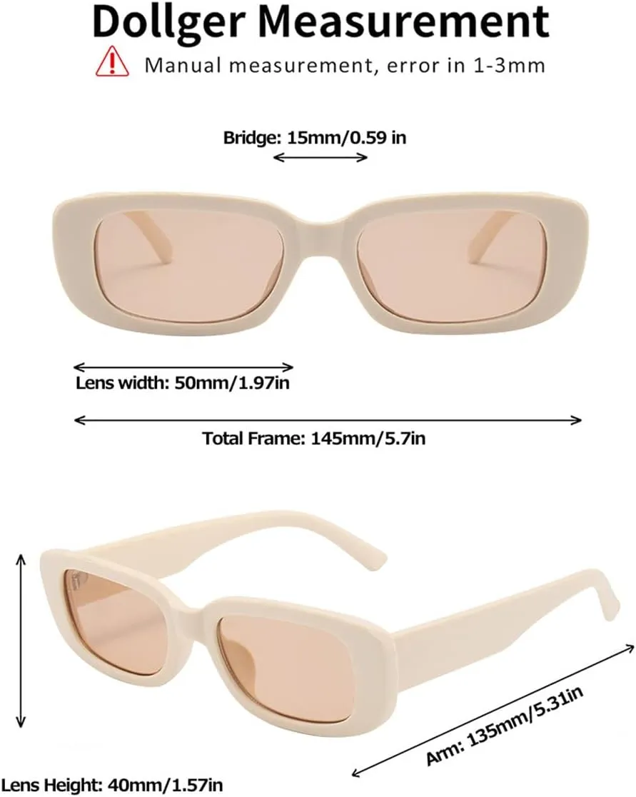 Dollger Rectangle Sunglasses for Women Men Trendy Retro Fashion Sunglasses UV 400 Protection Square Fram