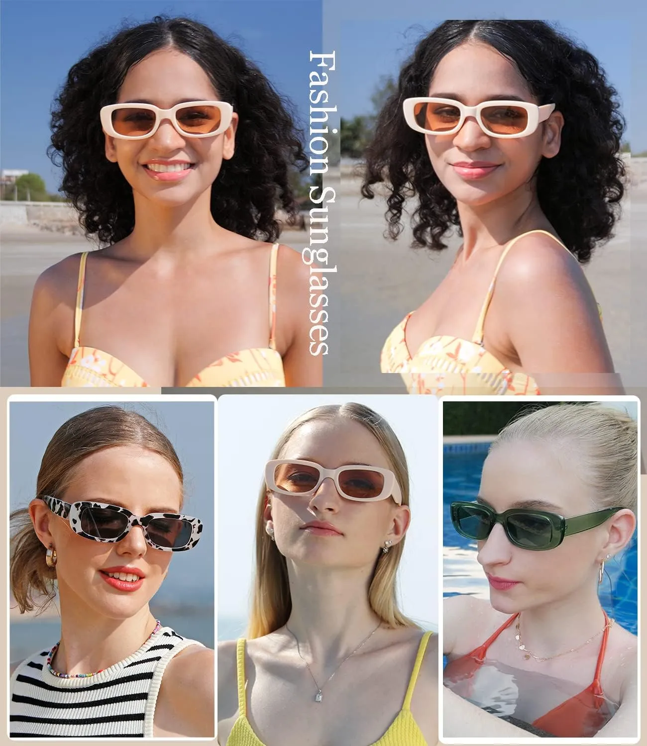 Dollger Rectangle Sunglasses for Women Men Trendy Retro Fashion Sunglasses UV 400 Protection Square Fram