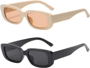 Dollger Rectangle Sunglasses for Women Men Trendy Retro Fashion Sunglasses UV 400 Protection Square Fram