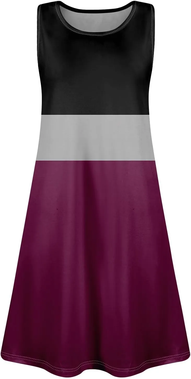 Dress for Women Spring Tank Dress Short Sun Dresses Sleeveless Patterned A Line Dresses Summer Flowy with Pocket