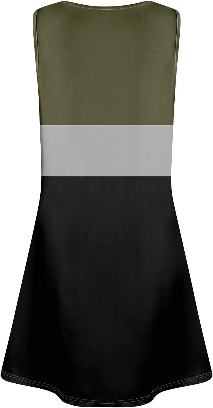Dress for Women Spring Tank Dress Short Sun Dresses Sleeveless Patterned A Line Dresses Summer Flowy with Pocket