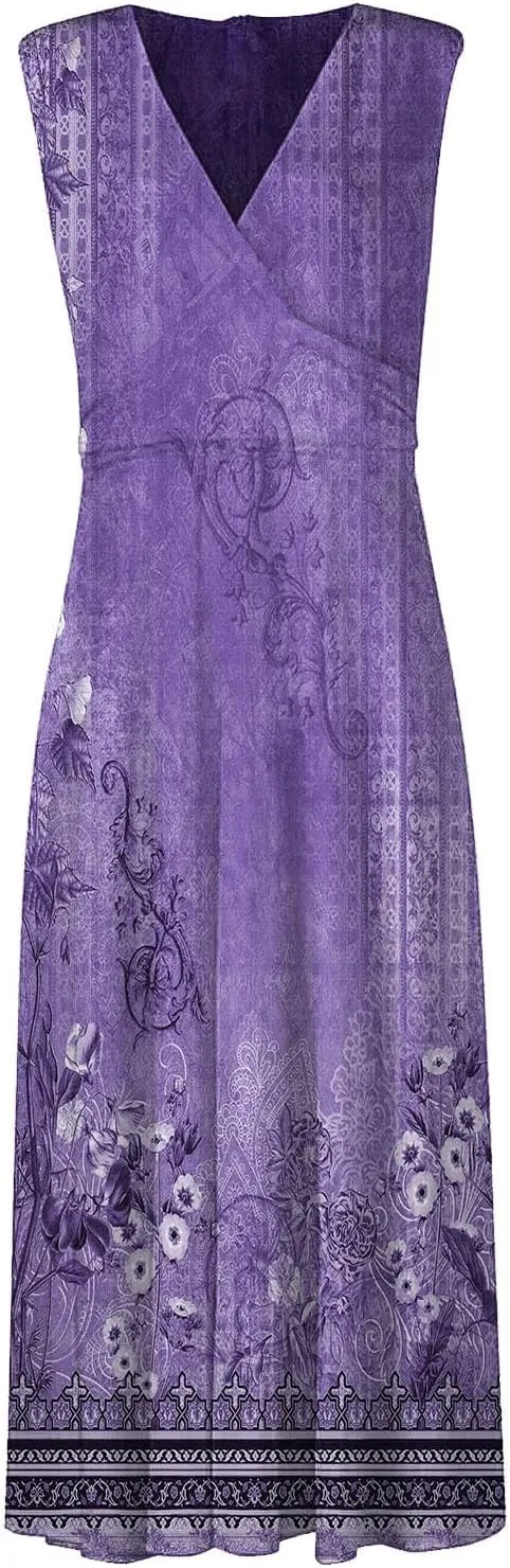 Dresses for Women 2025 Casual Long Dress Floral A Line Dress Fashion Beach Dress Hawaii Boho Floral Print Sundresses